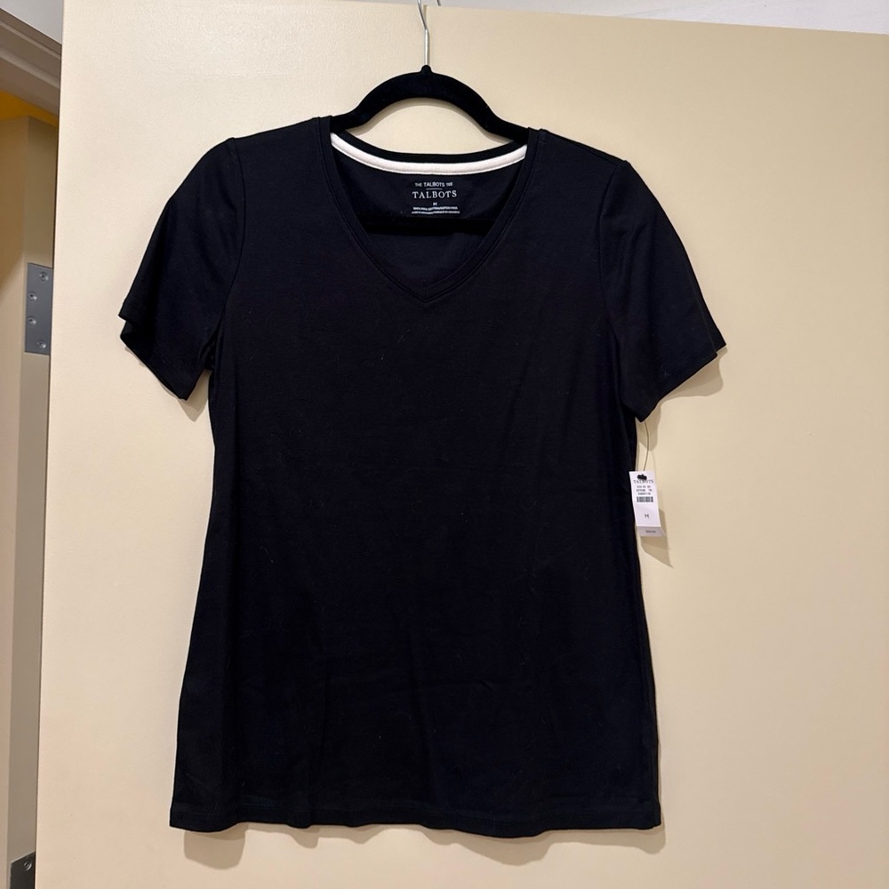 Talbots Black V-Neck Short Sleeve Tee